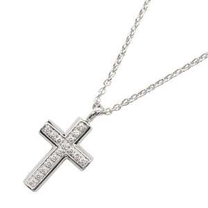 BVLGARI Latin Cross Diamond Necklace in 18K White Gold with Diamonds, Women's...